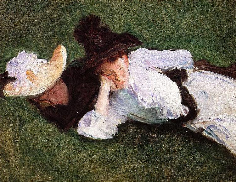 John Singer Sargent Two Girls Lying on the Grass China oil painting art